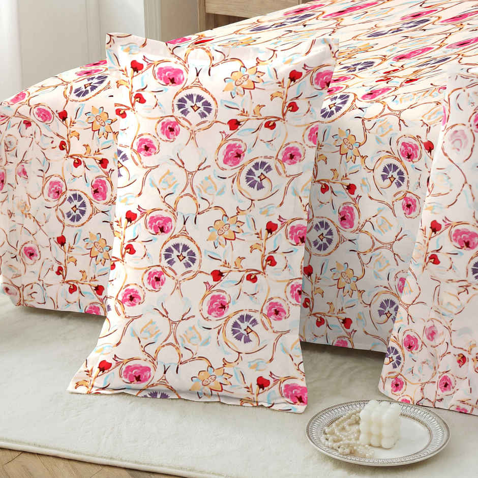 Dream Living 115 GSM Double Bedsheet Set |220 x 250 cm| With 2 Pillow Covers