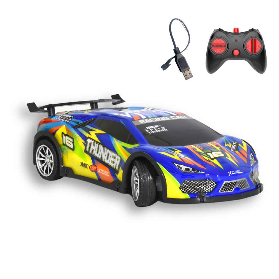 L.O.T Toys RC Car With Long Range Control | 15kmph | PCV Shell | Thunder - Blue