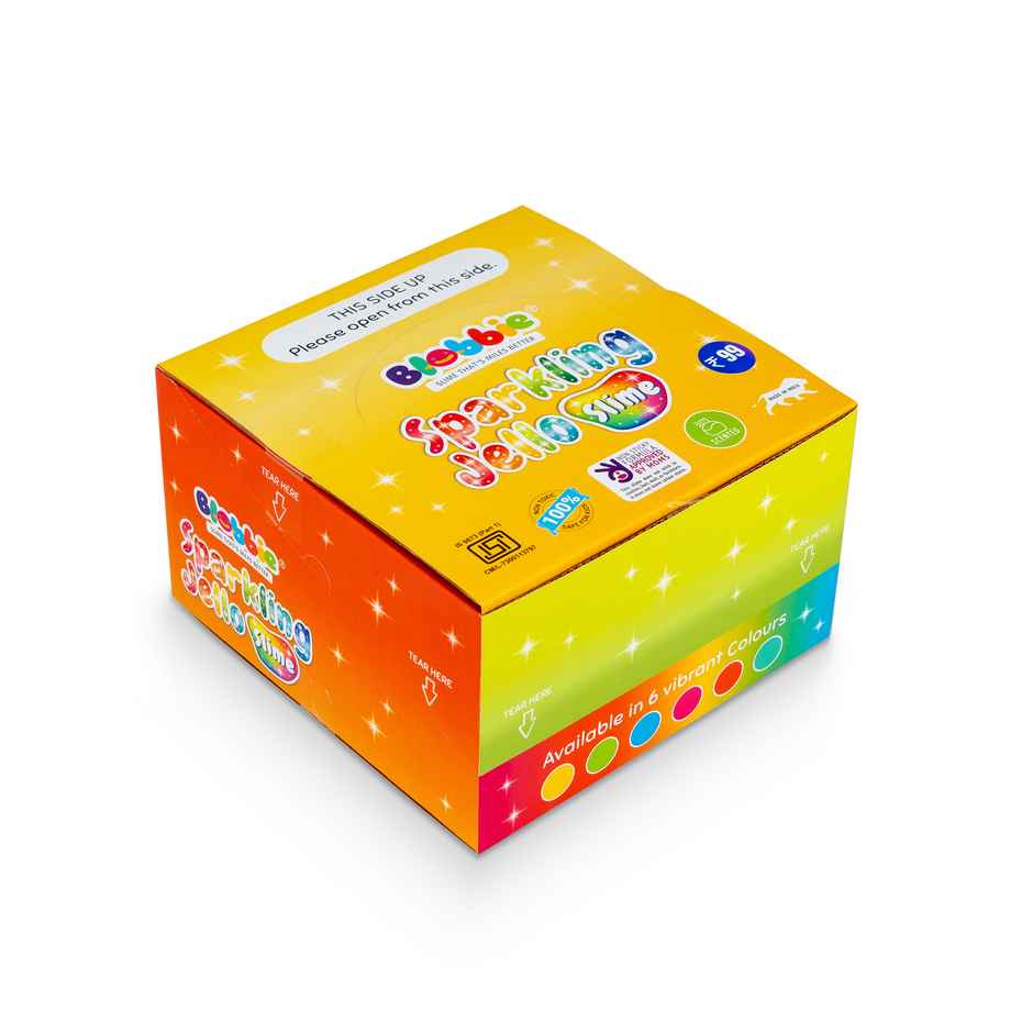 Hamleys Blobbie Sparkling Jello Slime | Display Box of 18 Slime Containers - 6 Colours x 3 Each