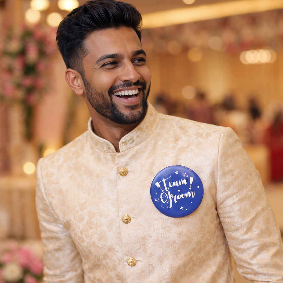 Team Groom Bride Badge Multicolour | Propcon