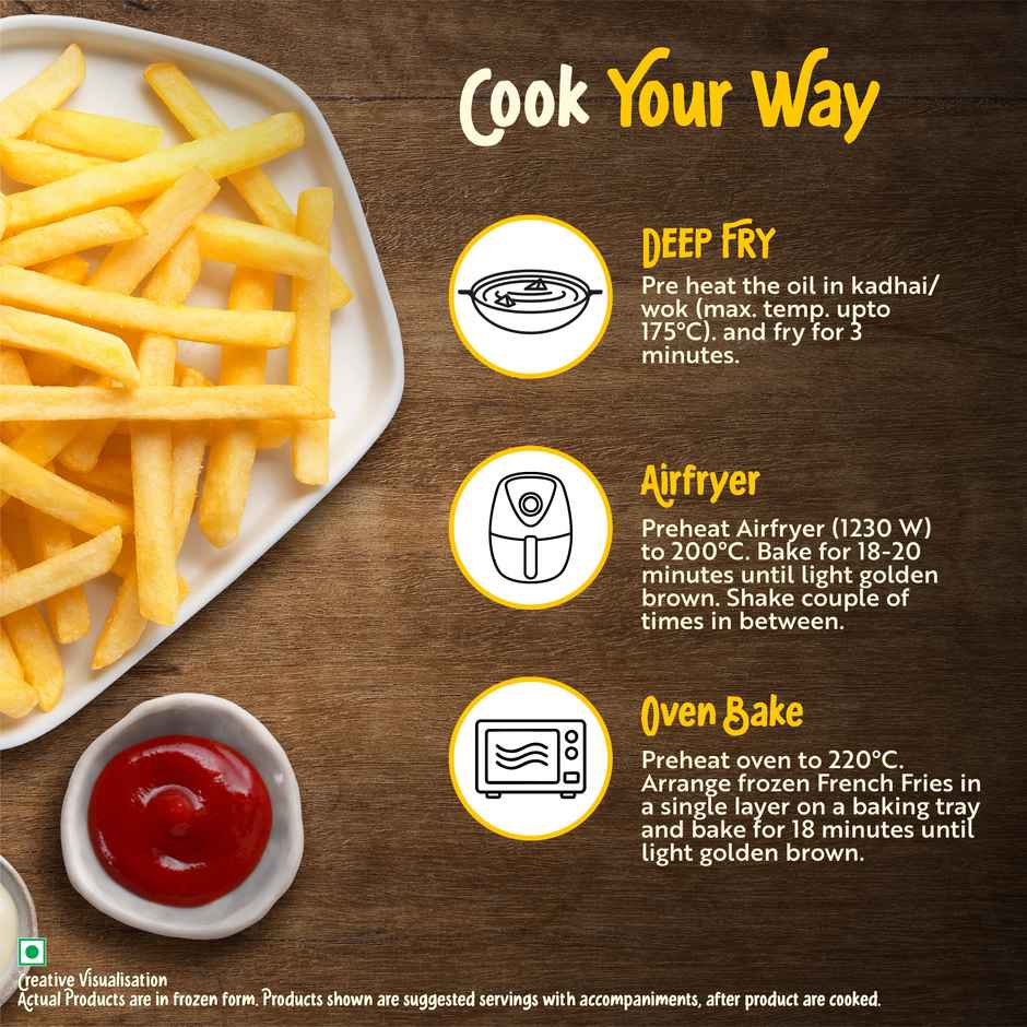Mccain French Fries | Crispy & Ready To Cook (1kg) & Thums Up X Force Zero Sugar Soft Drink Can | Zero Calories | Carbonated Beverage (300ml) Combo