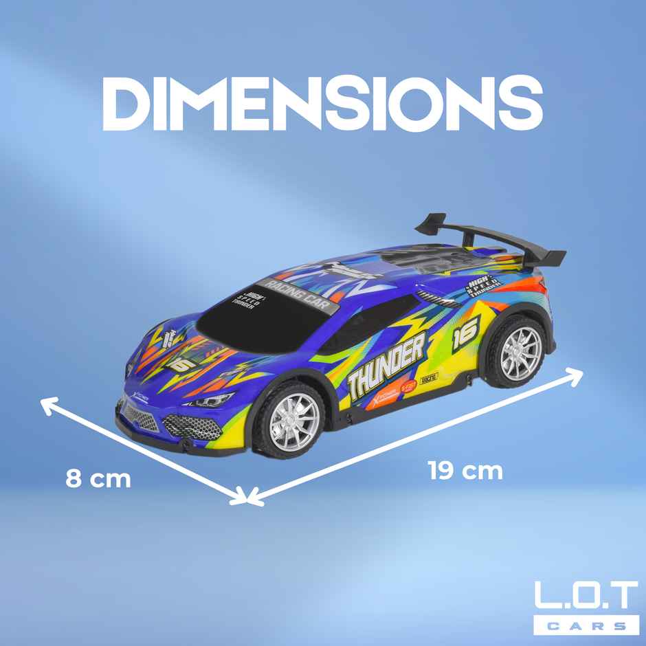 L.O.T Toys RC Car With Long Range Control | 15kmph | PCV Shell | Thunder - Blue