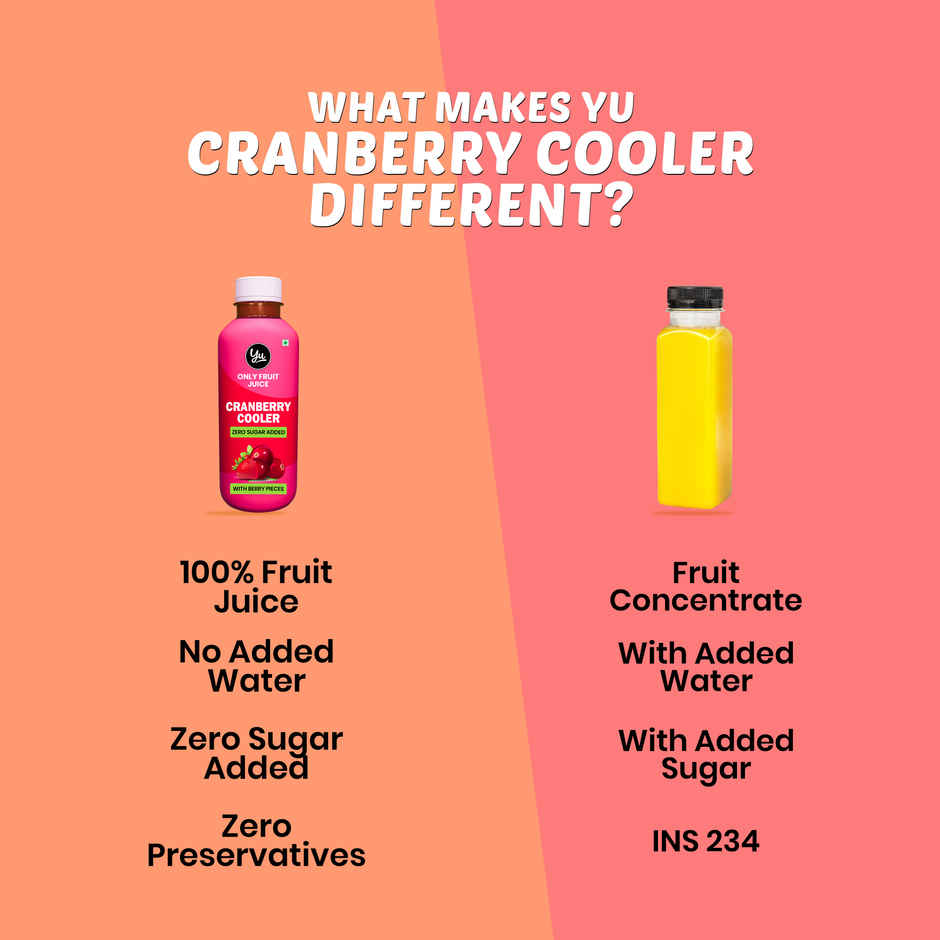 Yu Cranberry Cooler with Berry Pieces - Only Fruit Juice