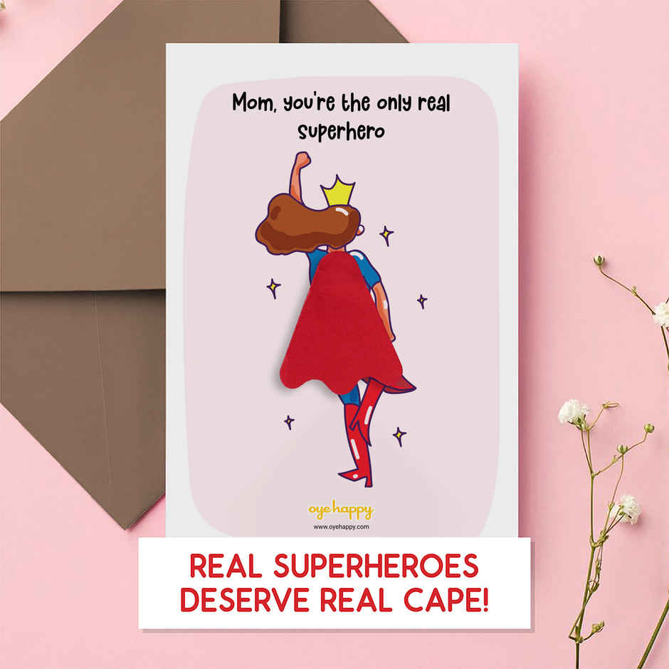 Supermom Cape Greeting Card | Oye Happy