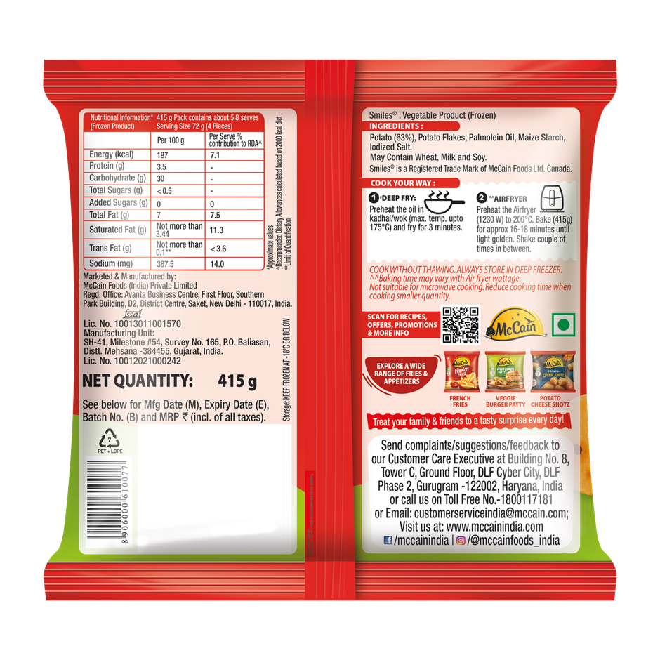 McCain Smiles | Crispy Potato Snacks | No Added Preservatives