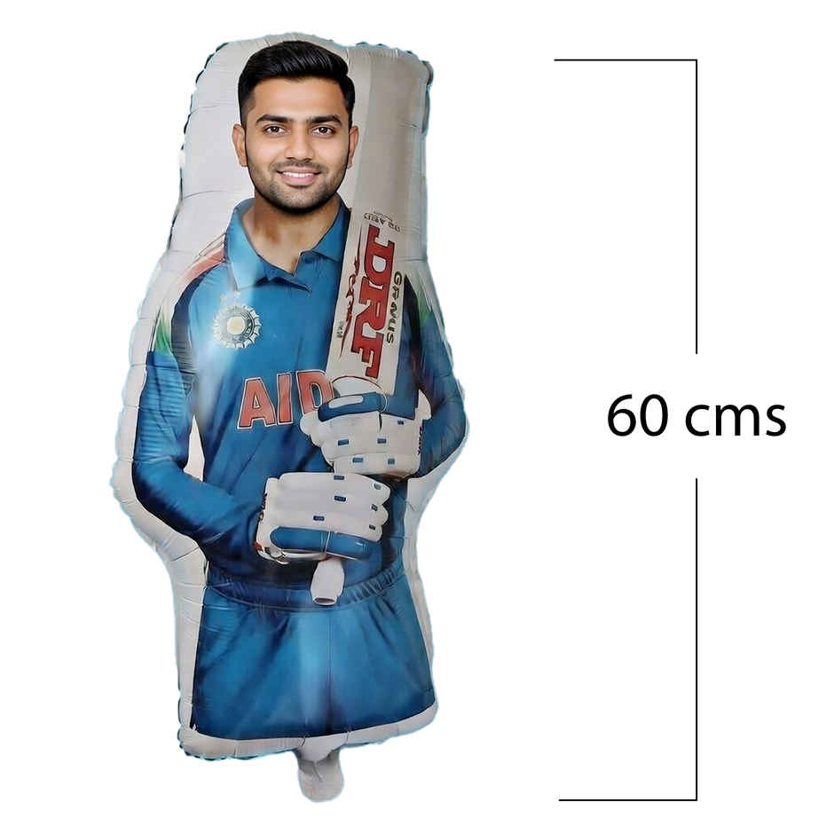 Indian Cricketer Foil Balloon | Cricket Match Party Decor | Propcon