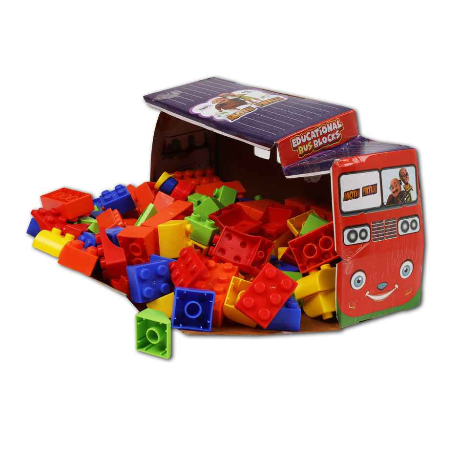 Toyzone Motu Patlu Educational Bus Blocks 111 Piece