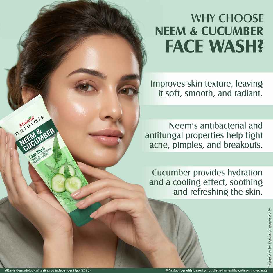 Multani Naturals Neem and Cucumber Face Wash Useful in Acne & Scars Hydrates the Skin