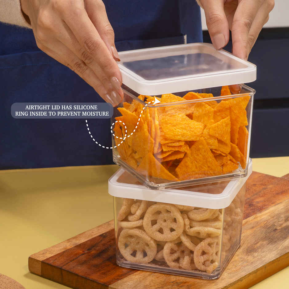 Nayasa Nicola Container Set | Airtight & BPA-Free | Clear - 550 ml x 2, 800 ml x 2, and 1050 ml x 2