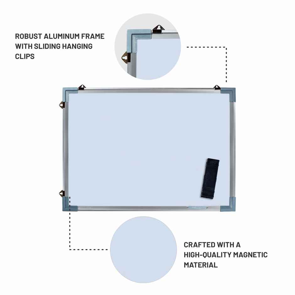 Abk Non Magnetic Double Sided White Board And Chalk Board 2Ft x 1.5Ft With 1 Eraser, 2 Markers