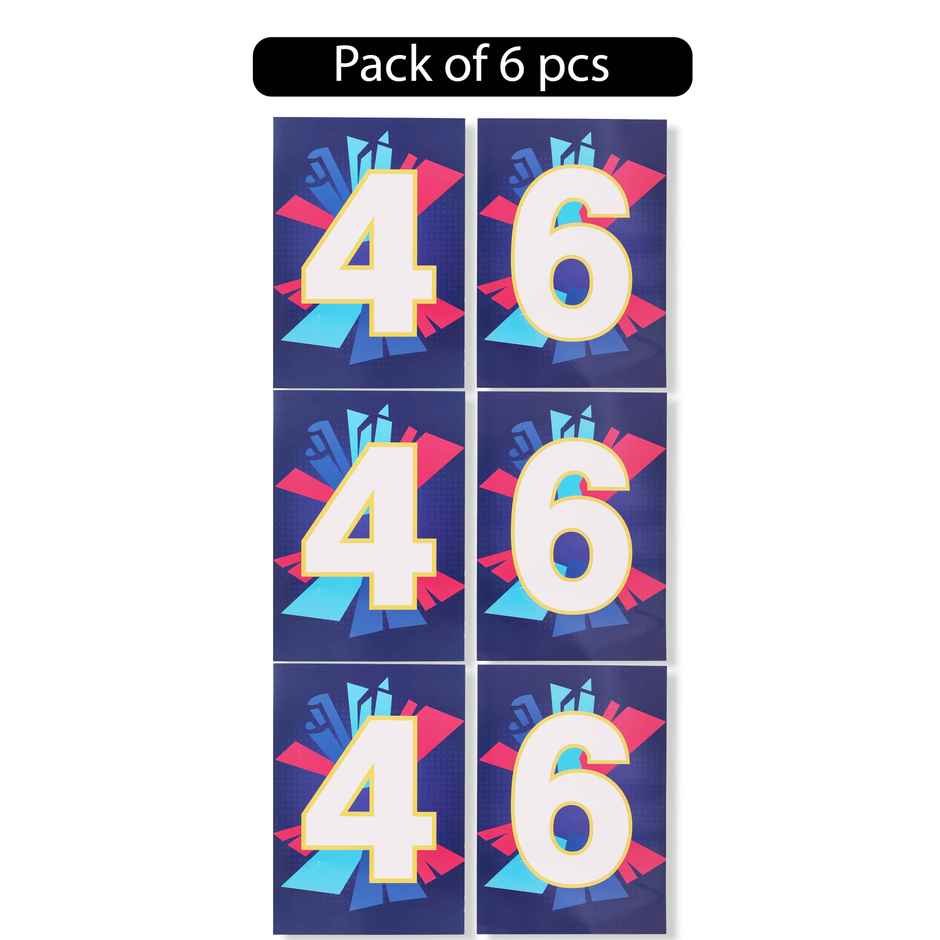 4 and 6 Posters | Boundary Placards for Cricket Match Parties & Fan Cheering | Propcon