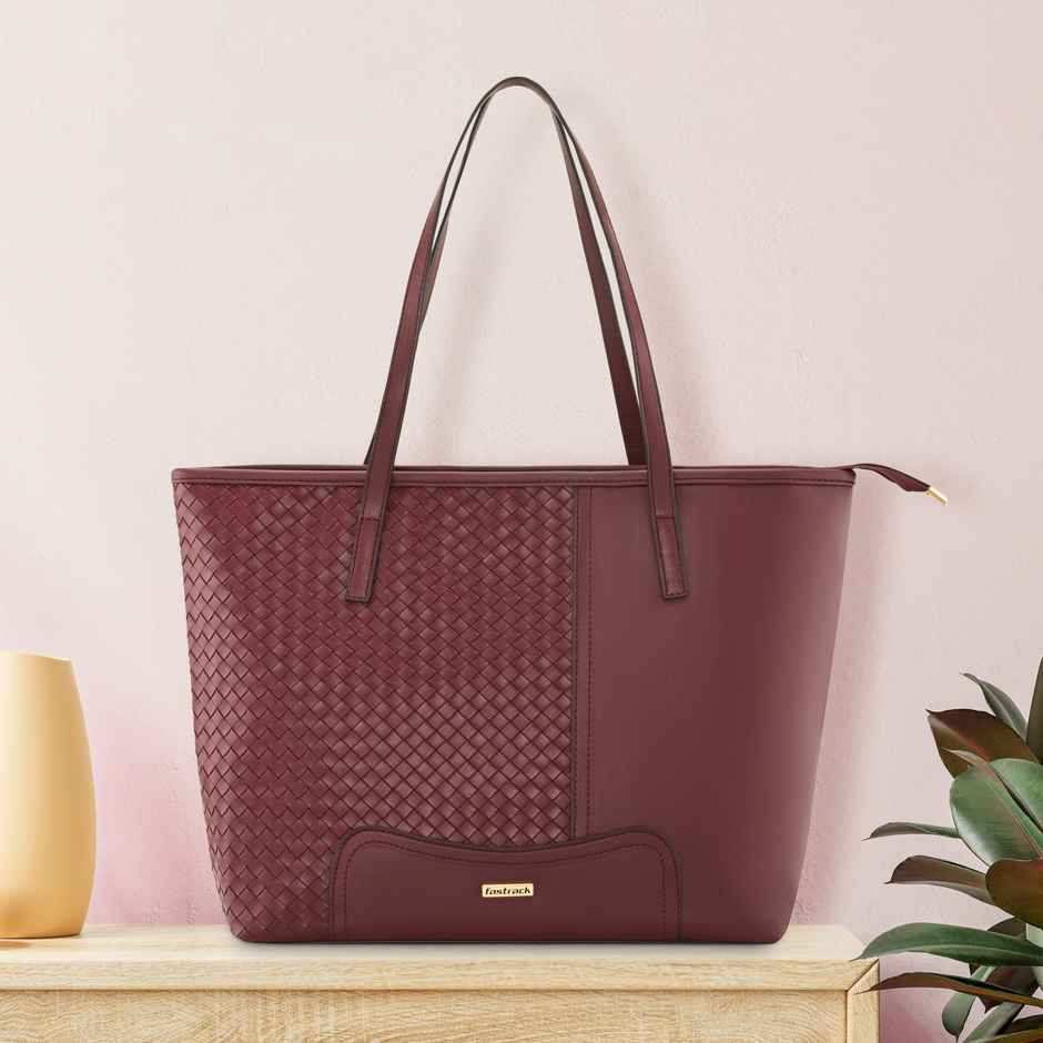 Fastrack Women's Textured Tote Bag | Burgundy