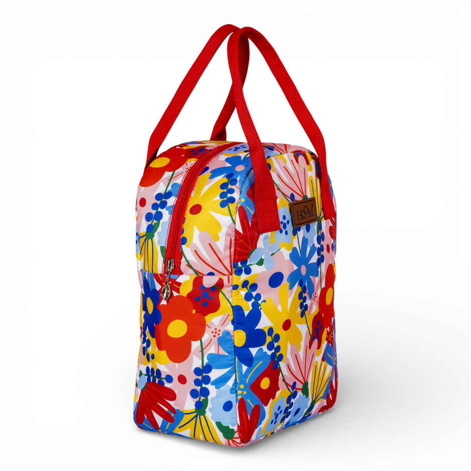 HOOM Floral Print Lunch Bag with Met-PET Aluminium Insulation | Keeps Your Food Fresh & Warm Longer