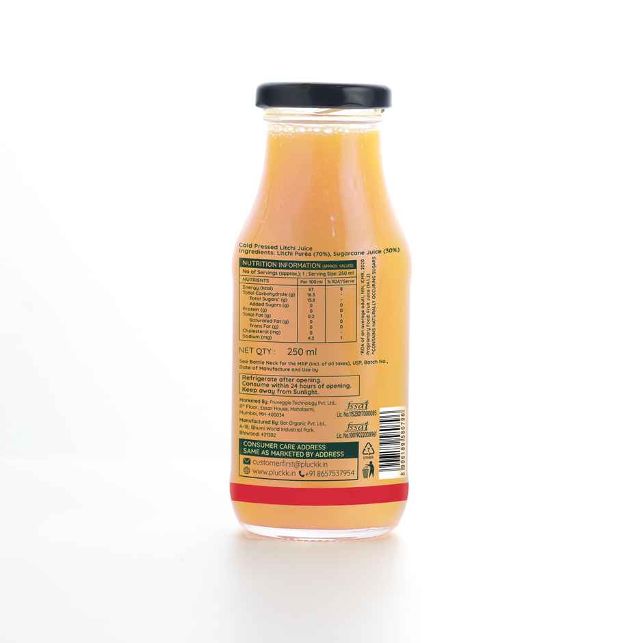 Pluckk Cold Pressed Extracted Litchi Juice | No Preservatives | No Added Sugar