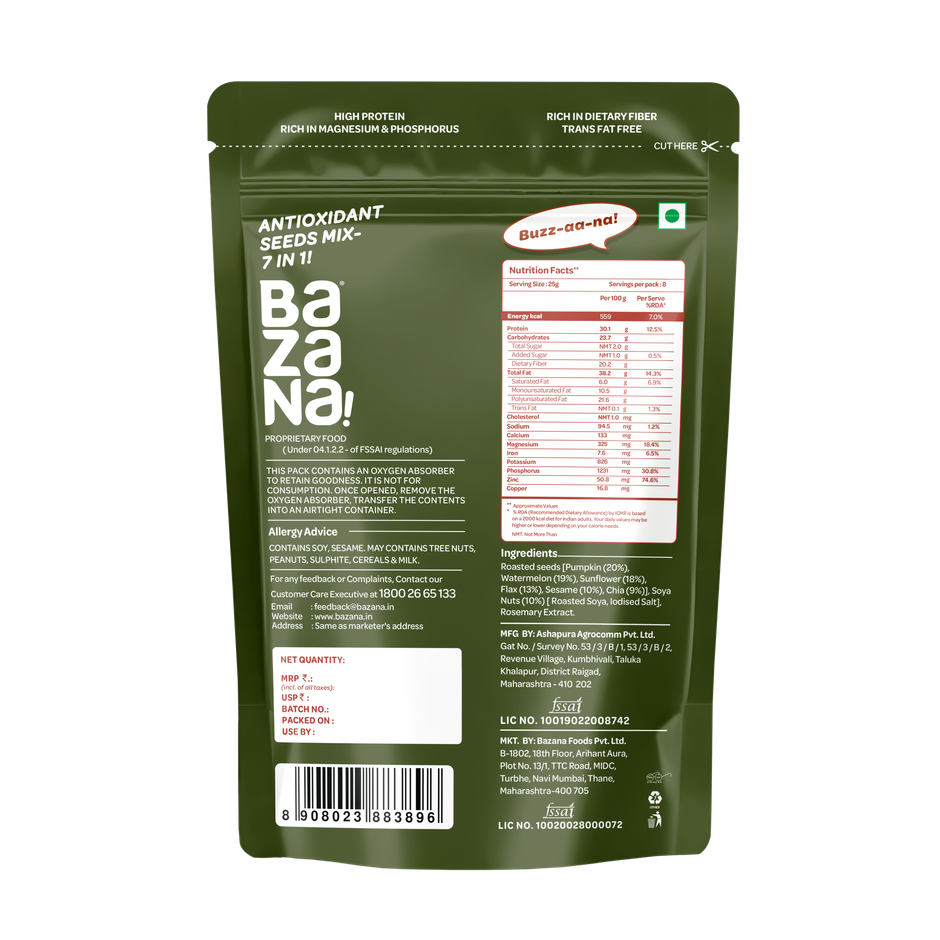 Bazana Antioxidant Seeds Mix | Superfood 7 in 1 Nutrition