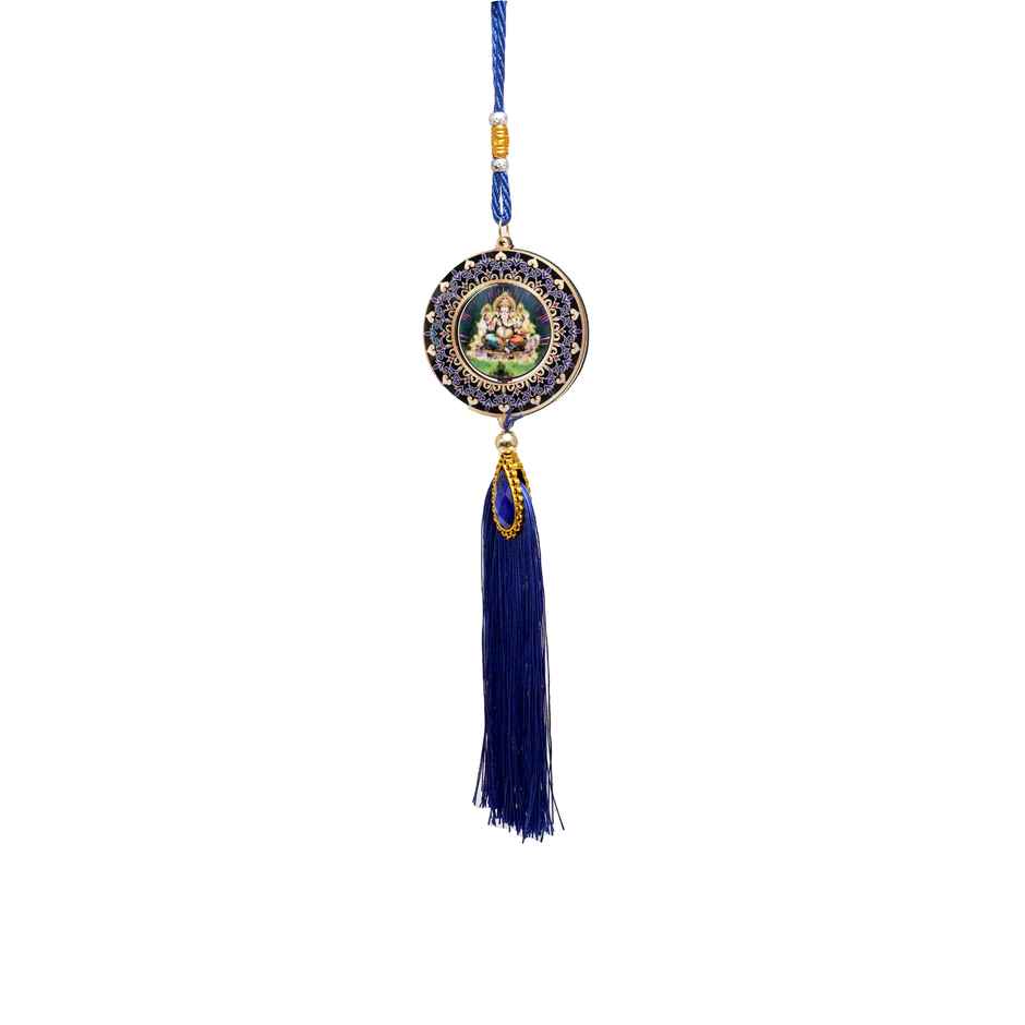 Round Designer Ganesh Ji Golden Car Dashboard Hanging | Divine Vibes | Ganesh Chaturthi Specials