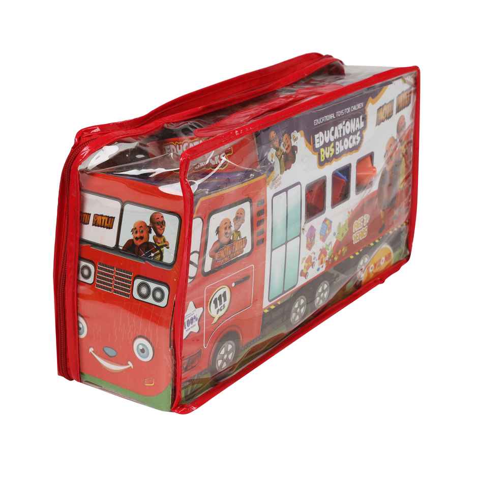 Toyzone Motu Patlu Educational Bus Blocks 111 Piece