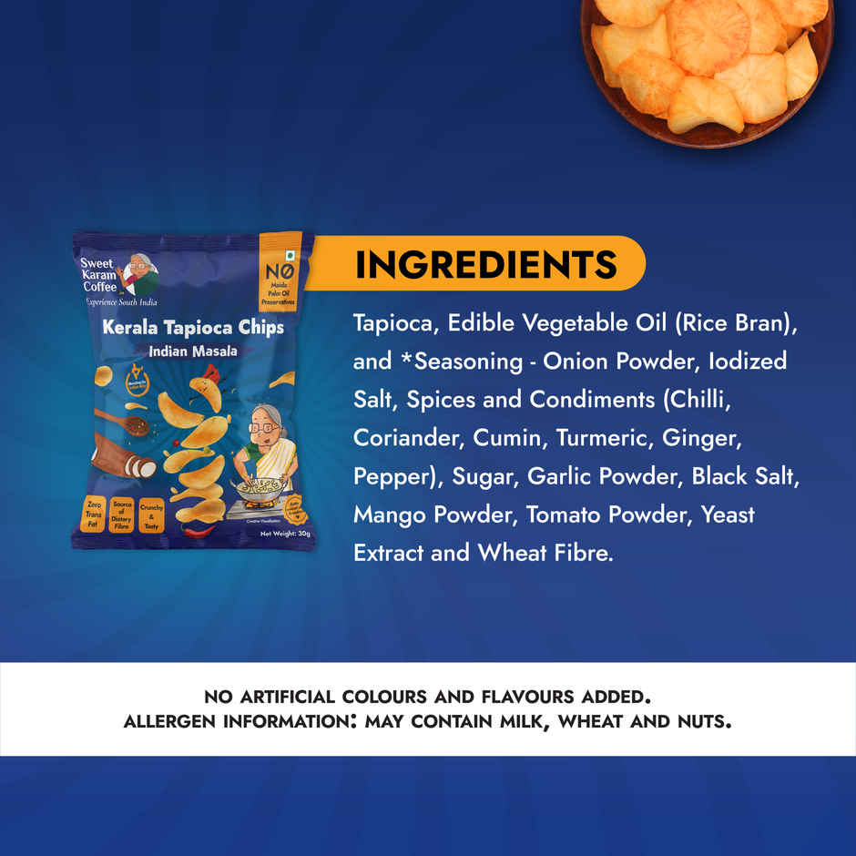 Sweet Karam Coffee Indian Masala Tapioca Chips / Wafers