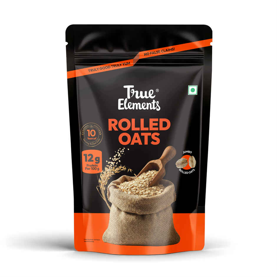 True Elements Rolled Oats | Wholegrain High Fibre High protein Oats | Keeps You Fuller Longer
