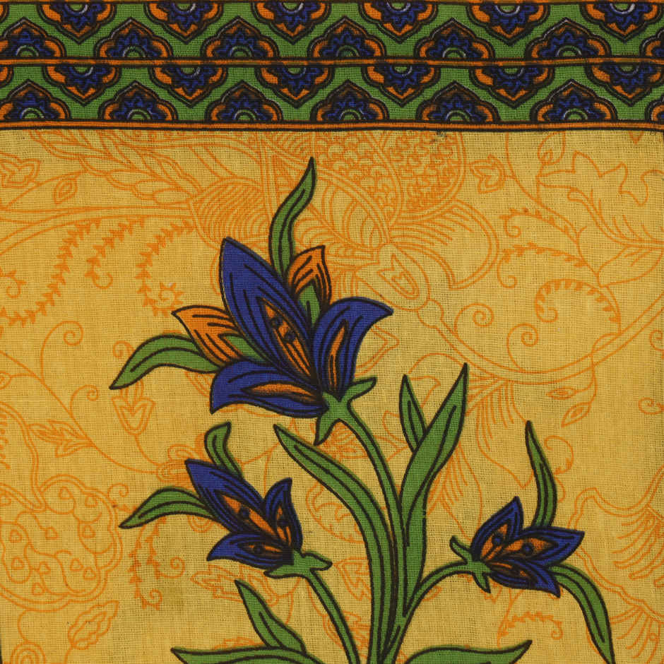 Metro Living 104 Tc Cotton Double Printed Flat Bedsheet | Pack Of 1, Yellow)