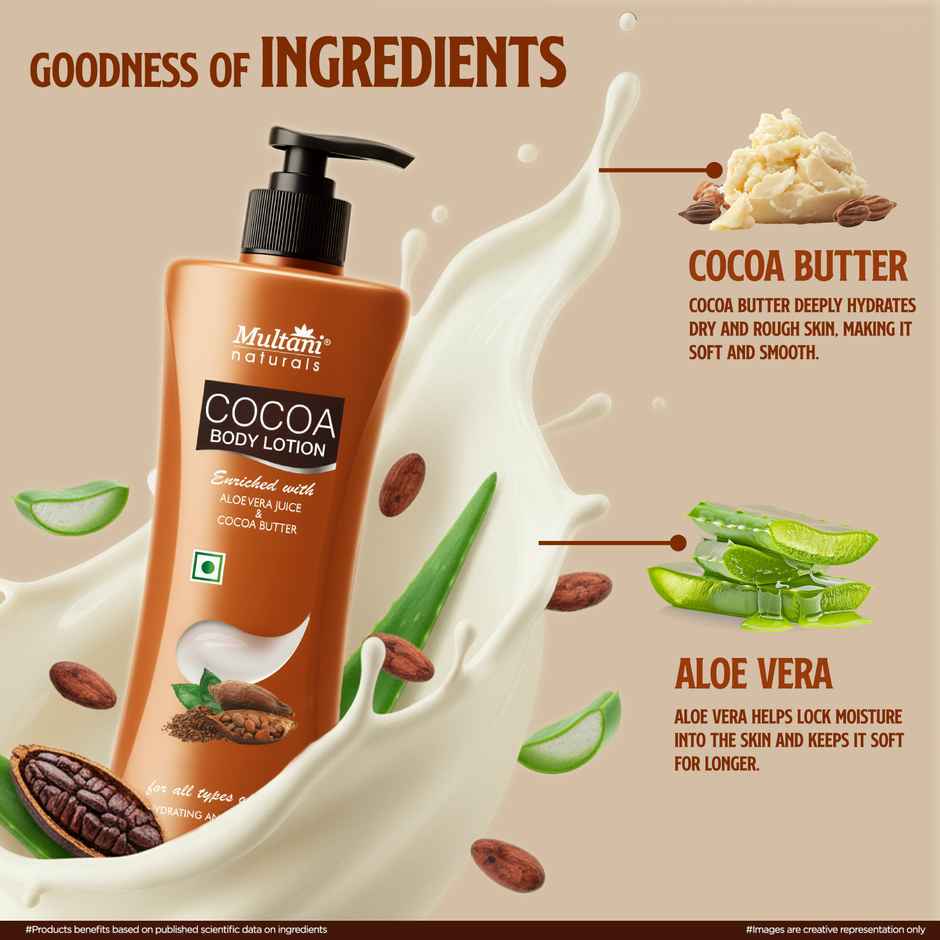 Multani Naturals Cocoa Body Lotion | Non Sticky Lightweight Formula | Moisture & Protect