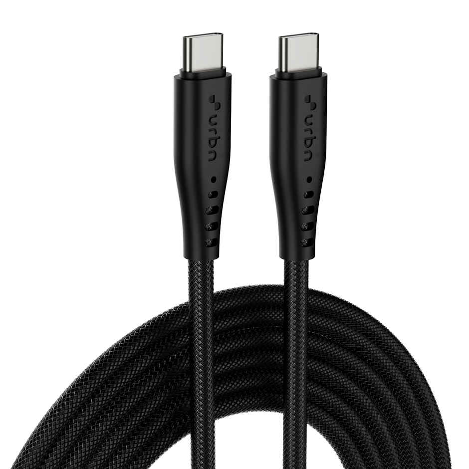 URBN Flow Cord 65W Type-C to C Fast Charging Cable | CarPlay & Android Auto | 1.5m | Black