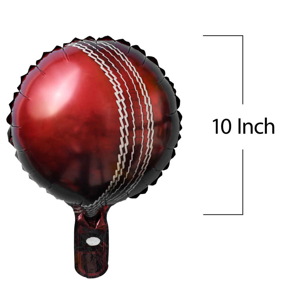 Cricket Ball Foil Balloon Small 10 inches Ball Shaped Balloon | Cricket Match Party Decor | Propcon