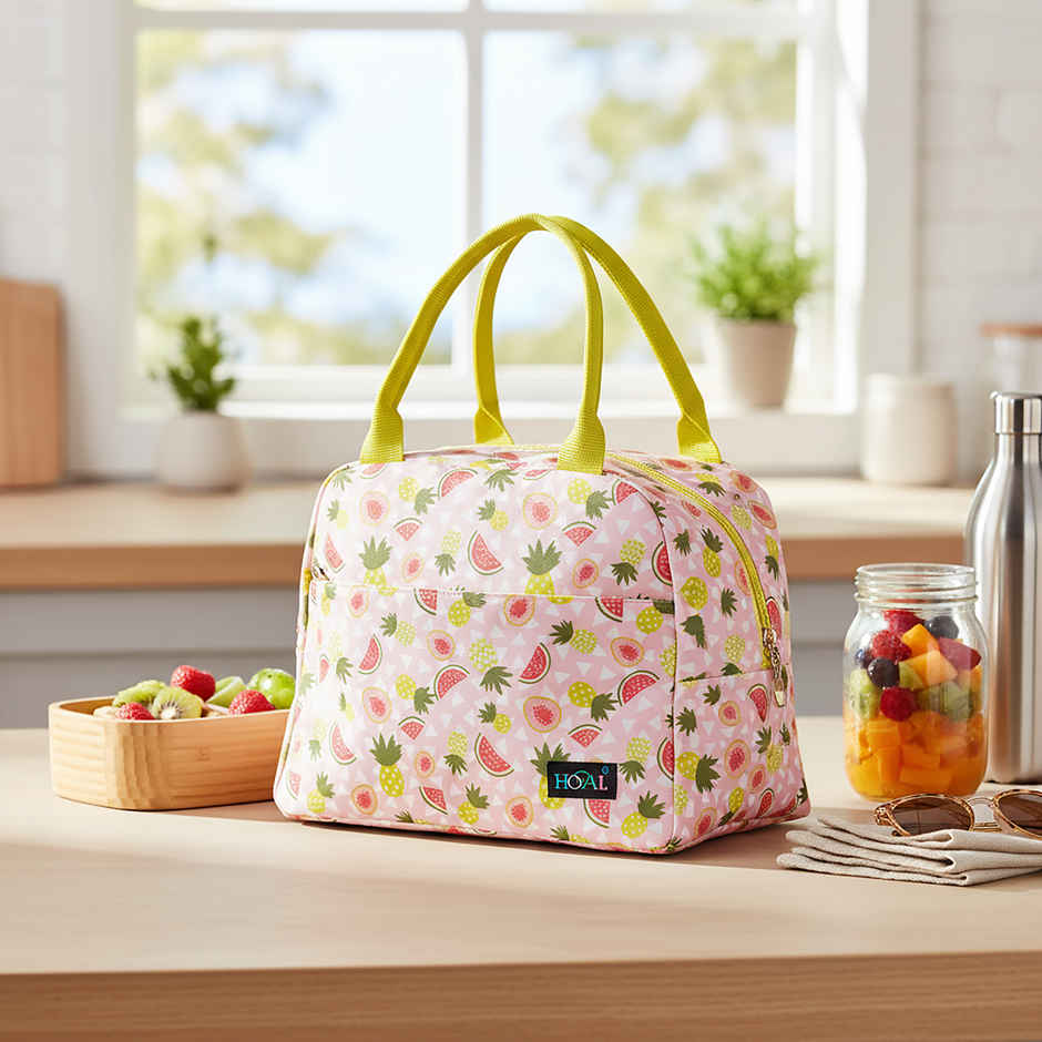 HOOM Print Lunch Bag with Met-PET Aluminium Insulation & Front Pocket | Fresh and Warm for Longer