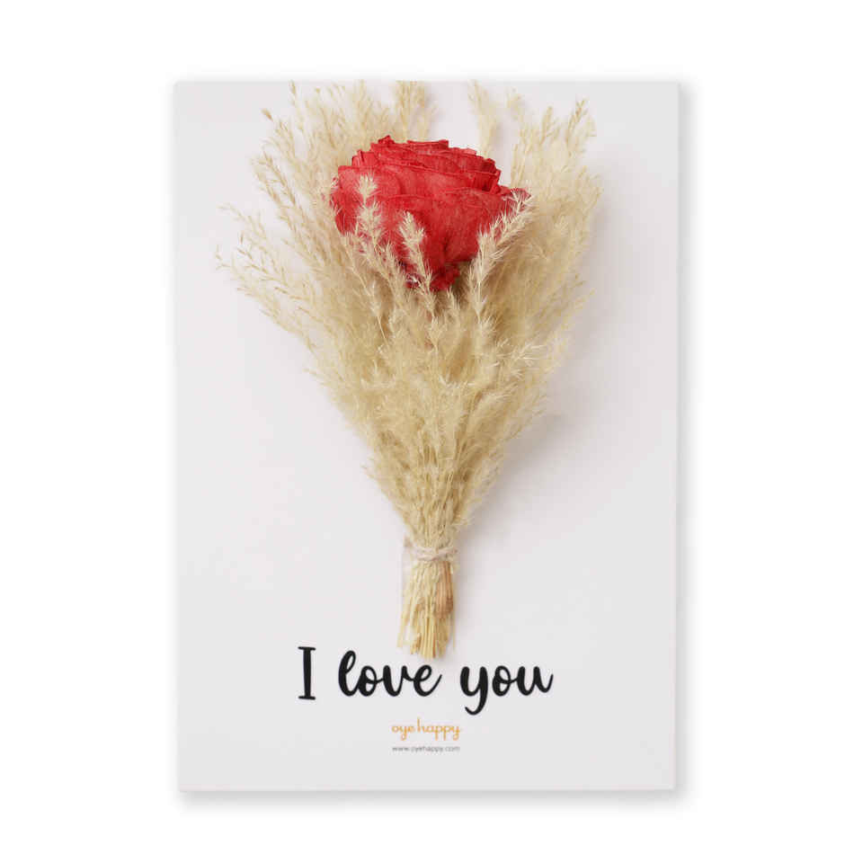 Flower Bouquet Card | Handmade with Dried Flowers, Perfect Rose Day Valentine Gift