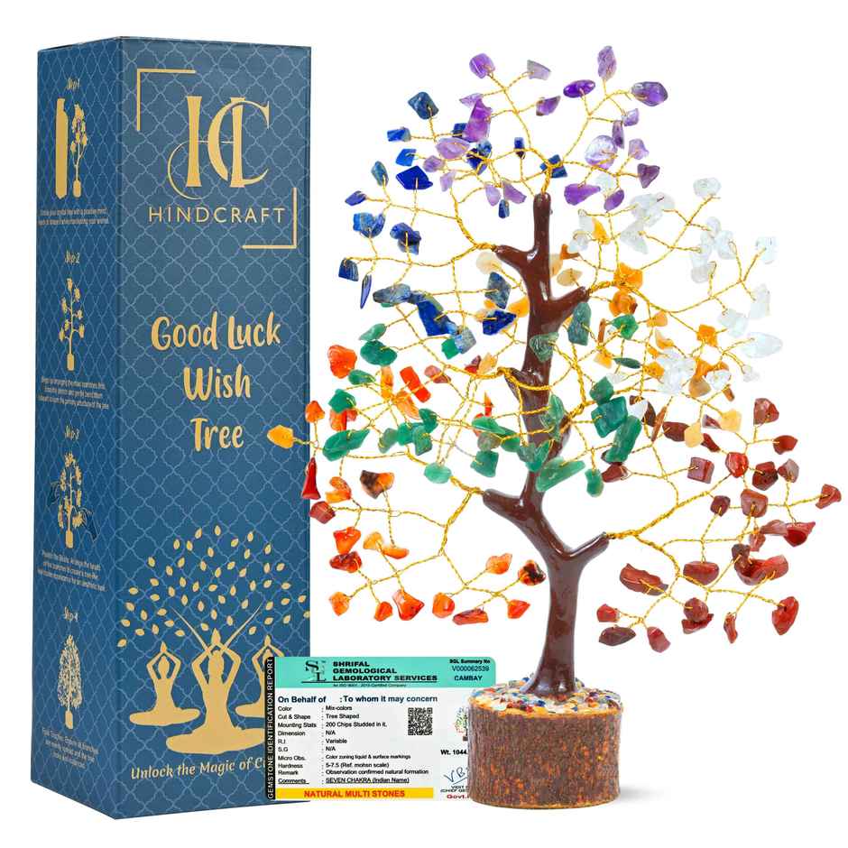 HINDCRAFT Seven Chakra Crystal Energy Tree Divine Harmony Showpiece