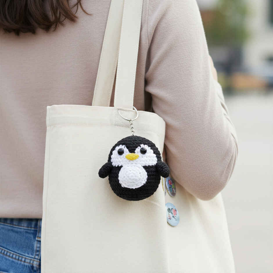 Crochet Penguin Kit | Complete Craft Set with Yarn, Hook and Pattern for Handmade Penguin|Oye Happy