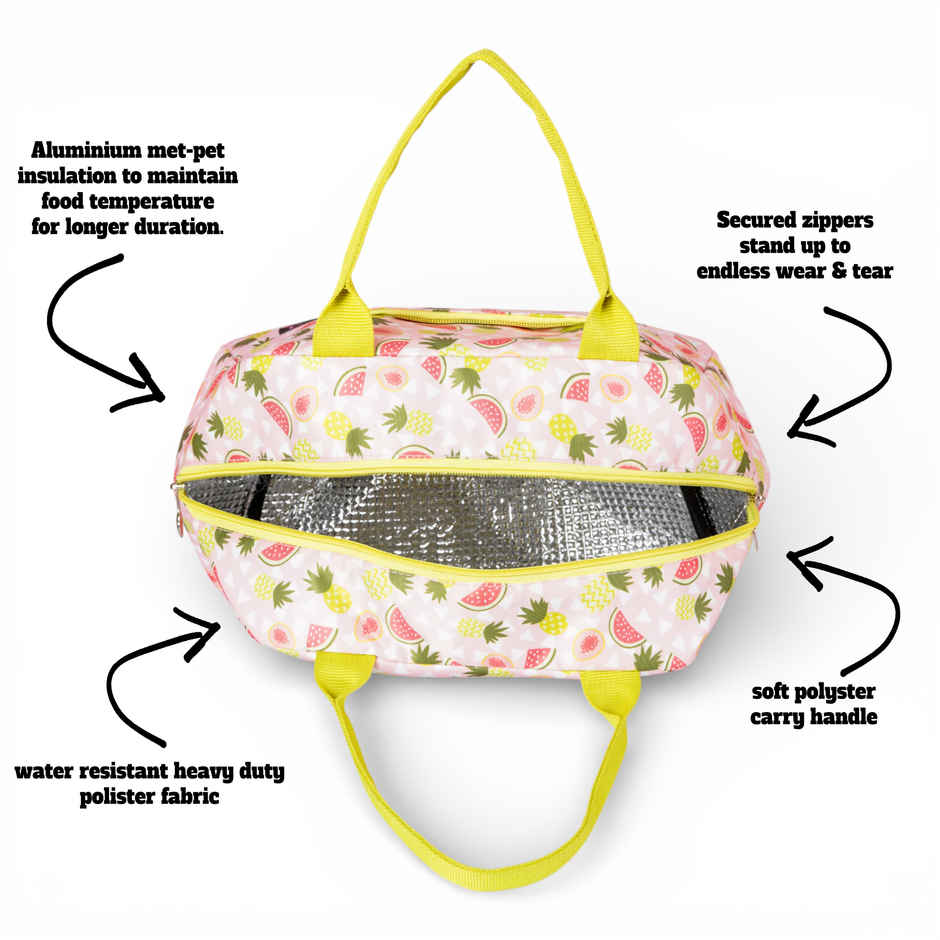HOOM Print Lunch Bag with Met-PET Aluminium Insulation & Front Pocket | Fresh and Warm for Longer