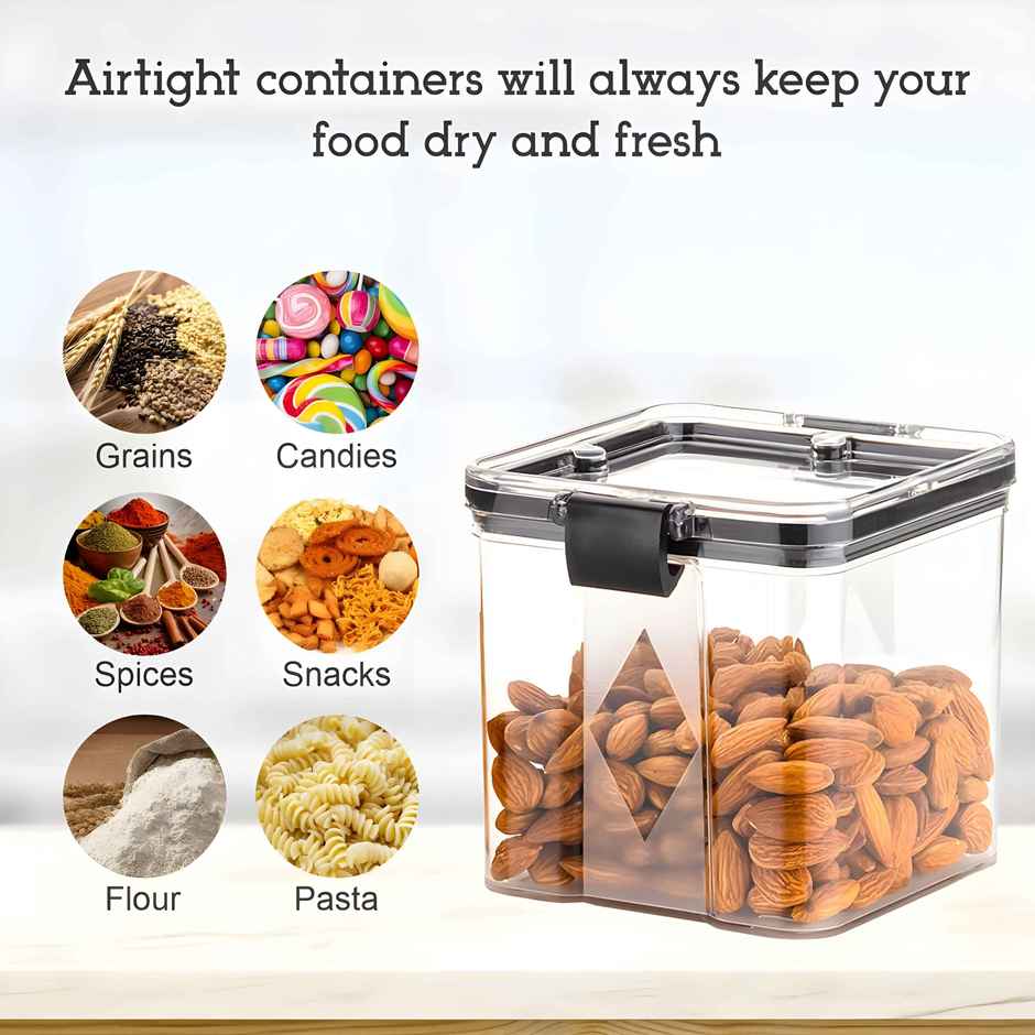Youbee Plastic Lock Square Containers For Kitchen Storage, Food & Multipurpose 700 ml Set Of 2