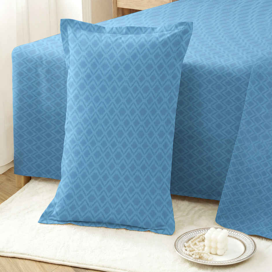 Dream Living Embossed Double Bedsheet Set | Blue - 220 x 250 cm