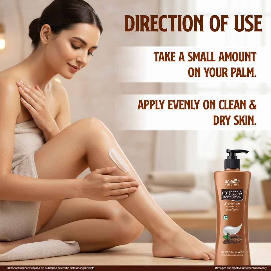 Multani Naturals Cocoa Body Lotion | Non Sticky Lightweight Formula | Moisture & Protect