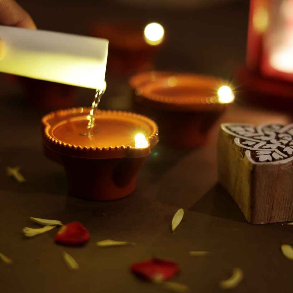 Water Sensor LED Diyas - Automatic Floating Festival Lights | Pack of 6 | Oye Happy