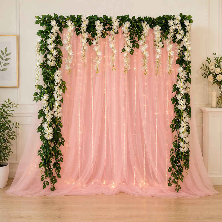 Propcon | Net Curtain With Wisteria Backdrop set - White