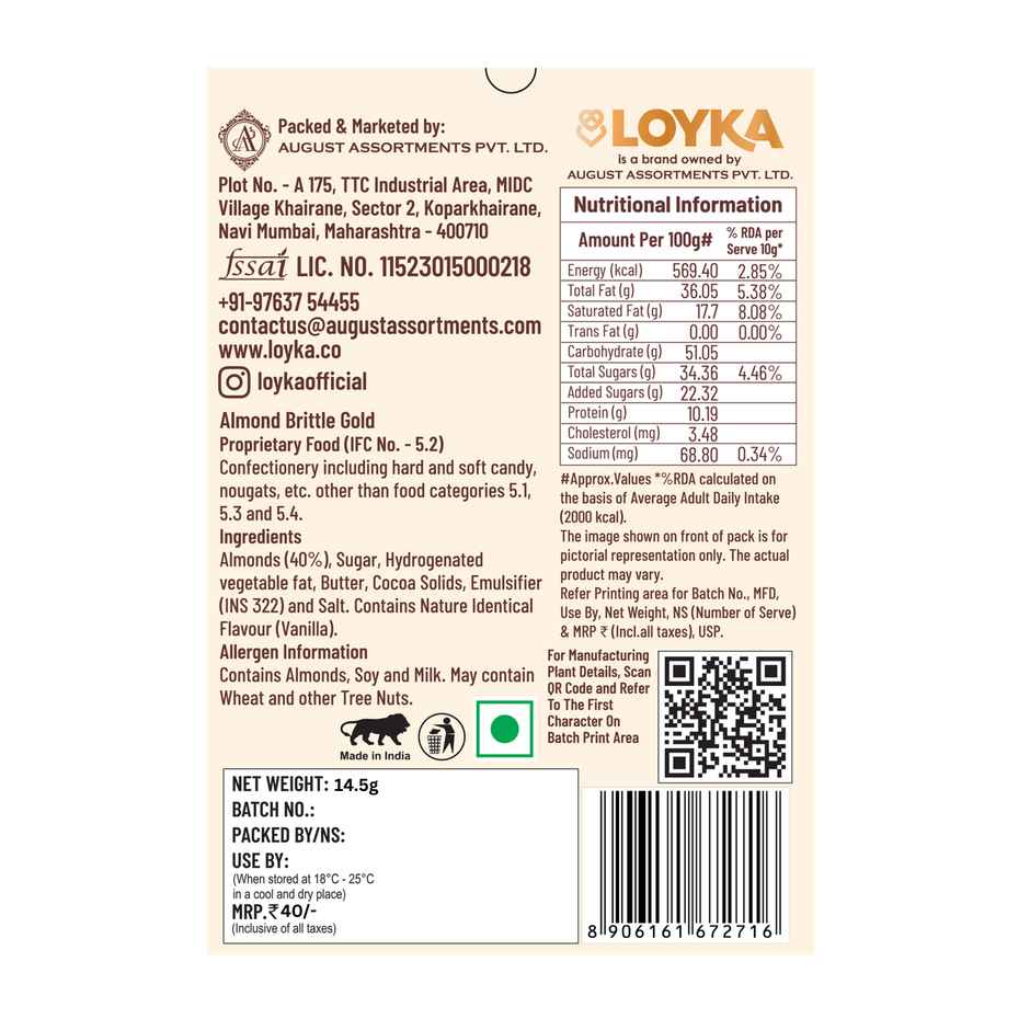 Loyka Almond Brittle Gold