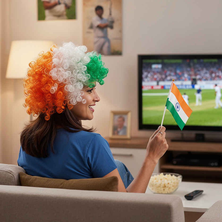 Tricolor Wig Indian Flag Colored Wig for Cricket Match Parties | Propcon