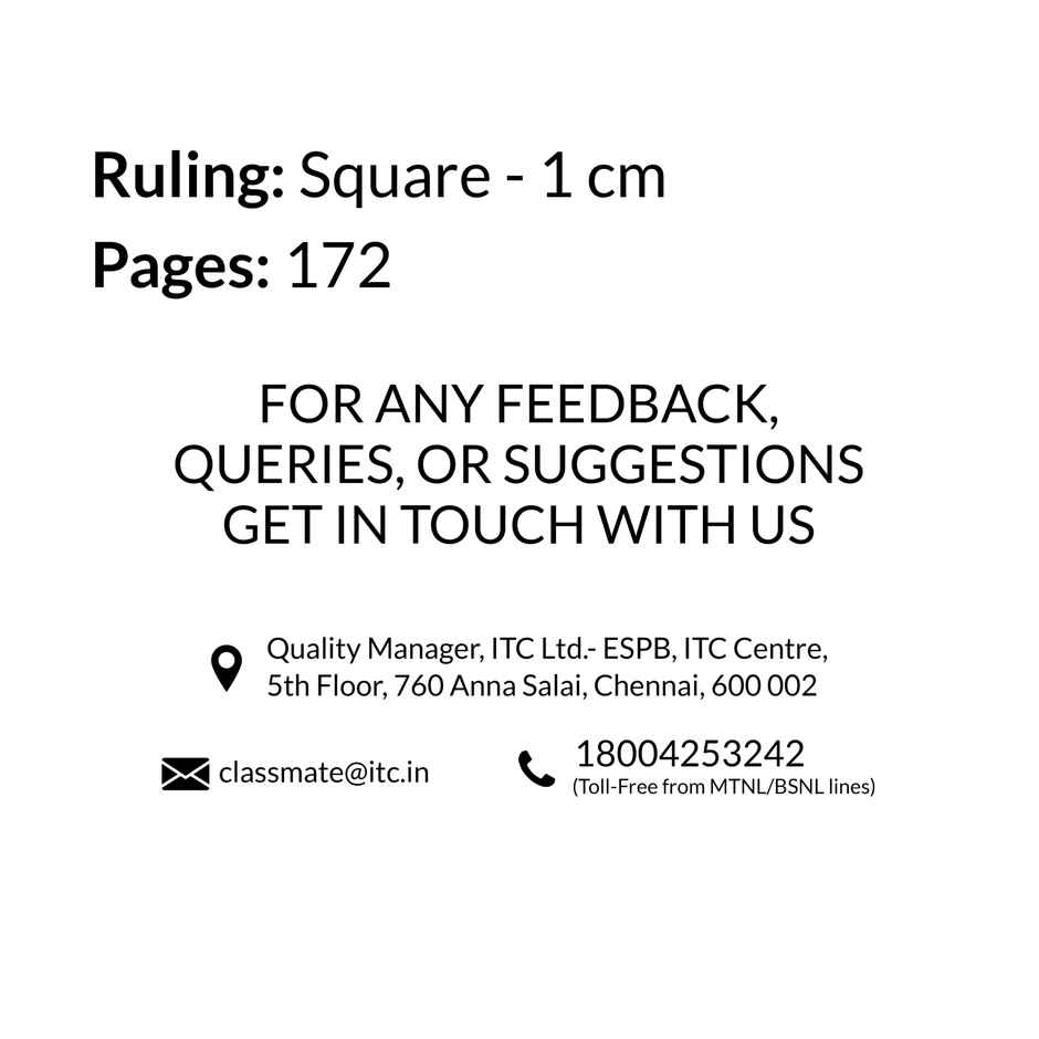 Classmate Maths Square Ruled Notebook (Assorted) 1 pc