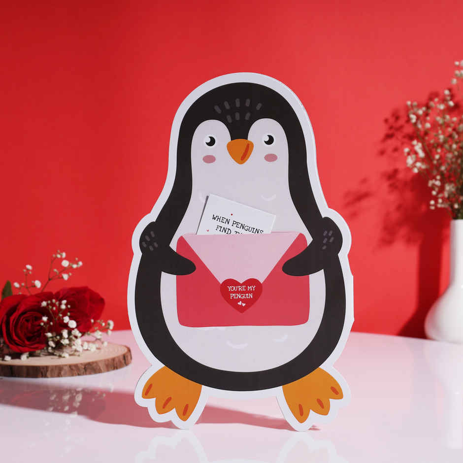 Cute Penguin Valentine Card with a Secret Love Message