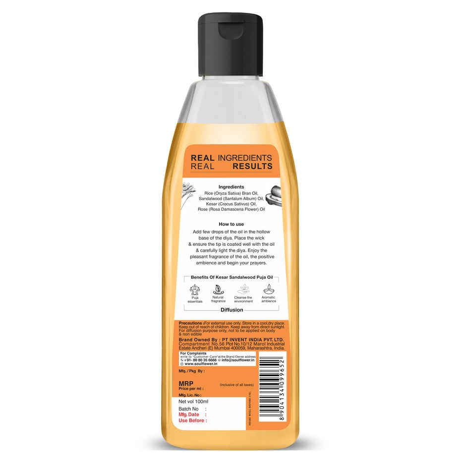 Soulflower Kesar Sandalwood Pooja Diya Oil