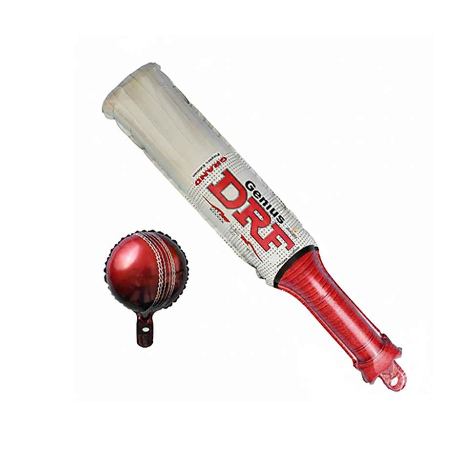 Cricket Match Party Decor Kit | 25 Balloons,Foil Bat & Ball, 4 & 6 Placards,Party Hooters | Propcon