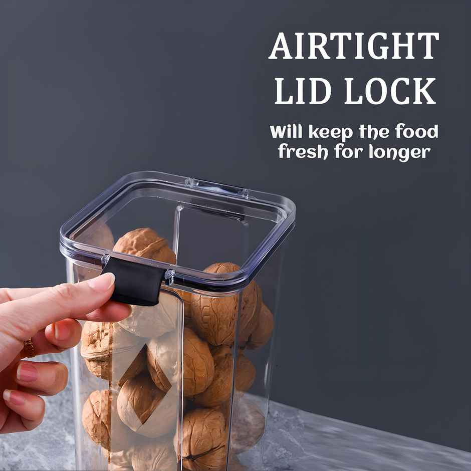 Youbee Plastic Lock Square Containers For Kitchen Storage, Food & Multipurpose P1200 ml Set Of 2