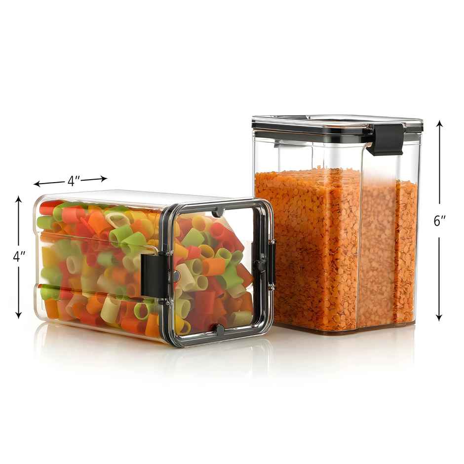 Youbee Plastic Lock Square Containers For Kitchen Storage, Food & Multipurpose P1200 ml Set Of 2