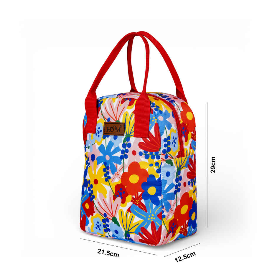 HOOM Floral Print Lunch Bag with Met-PET Aluminium Insulation | Keeps Your Food Fresh & Warm Longer