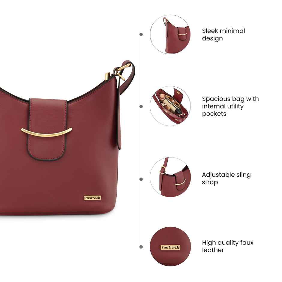 Fastrack Women's Structured Hobo Bag | Maroon