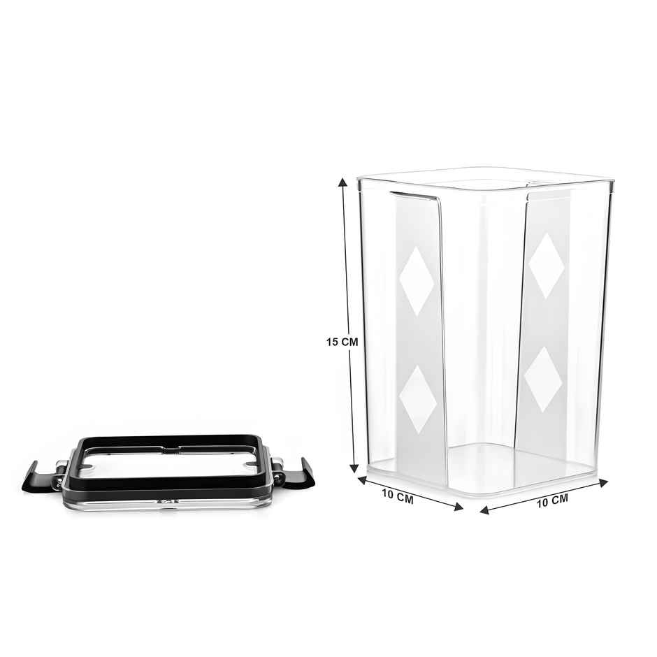 YouBee Plastic Lock & Lock Square Containers For Kitchen Storage | 1200 ml | Set of 8