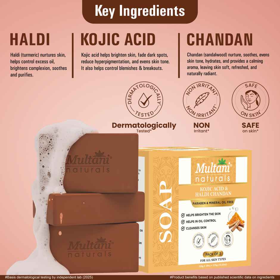 Multani Natural 1% Kojic Acid and Haldi Chandan Handmade Soap