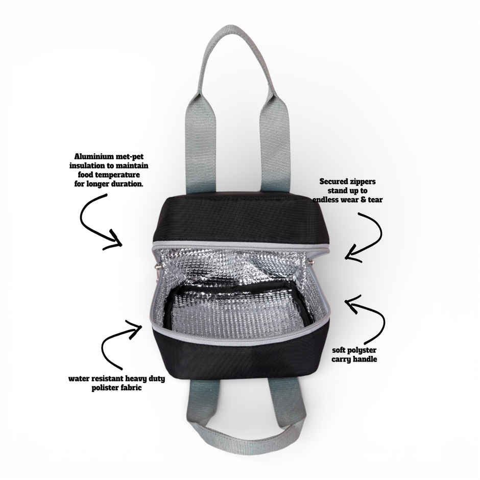 HOOM Solid Colour Lunch Bag with Met-PET Insulation & Front Pocket | Fresh and Warm for Longer